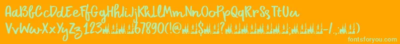 DkPrimordial Font – Green Fonts on Orange Background