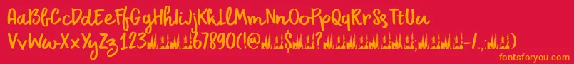 DkPrimordial Font – Orange Fonts on Red Background