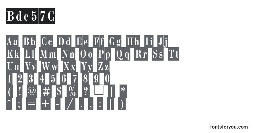 Czcionka Bdc57C – alfabet, cyfry, specjalne znaki