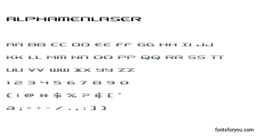 Alphamenlaser Font – alphabet, numbers, special characters