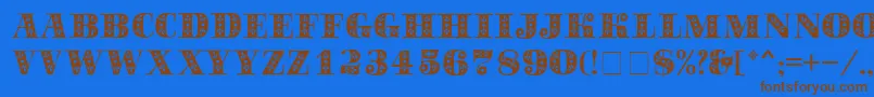 フォントSapphireСЃ – 茶色の文字が青い背景にあります。