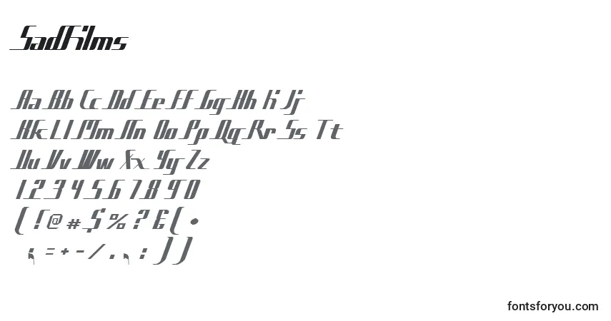 Fuente Sadfilms - alfabeto, números, caracteres especiales