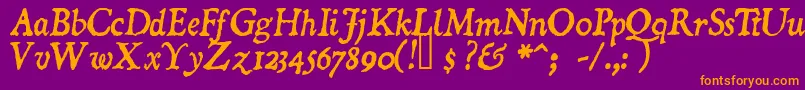 DominicanItalic-Schriftart – Orangefarbene Schriften auf violettem Hintergrund