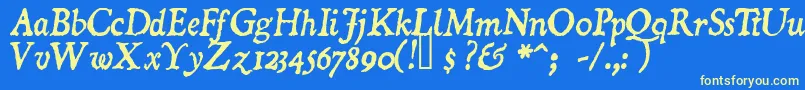 Czcionka DominicanItalic – żółte czcionki na niebieskim tle
