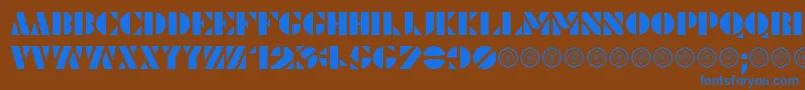 フォントLePochoir – 茶色の背景に青い文字