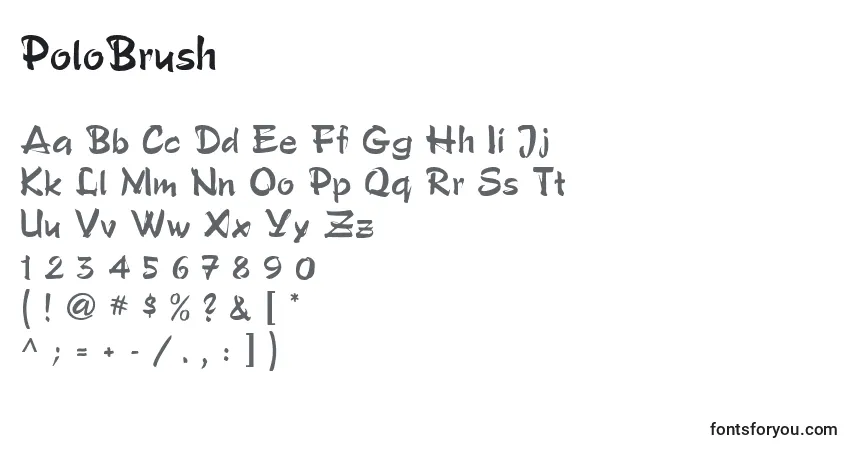 A fonte PoloBrush – alfabeto, números, caracteres especiais