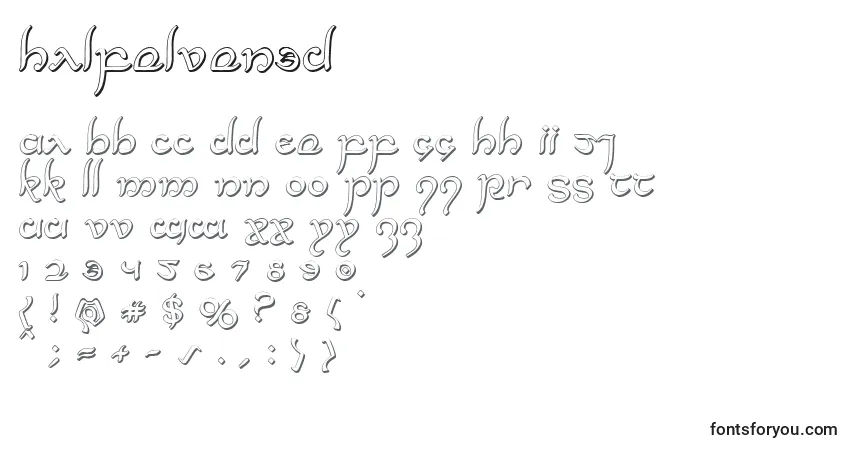 Czcionka Halfelven3D – alfabet, cyfry, specjalne znaki