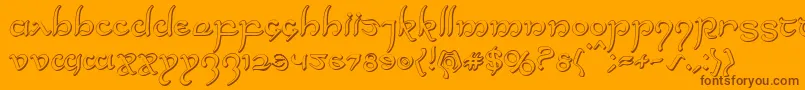 Halfelven3D-Schriftart – Braune Schriften auf orangefarbenem Hintergrund