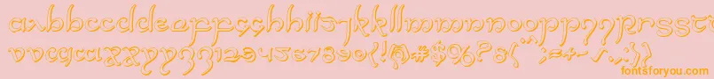 Halfelven3D-Schriftart – Orangefarbene Schriften auf rosa Hintergrund