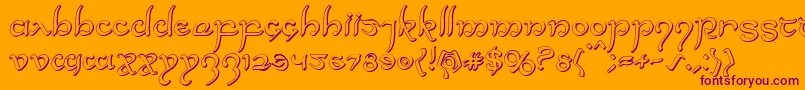 Halfelven3D-Schriftart – Violette Schriften auf orangefarbenem Hintergrund