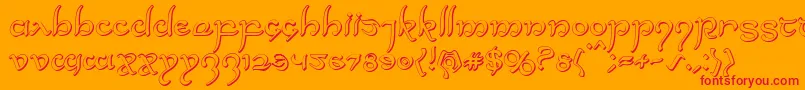 Halfelven3D-Schriftart – Rote Schriften auf orangefarbenem Hintergrund