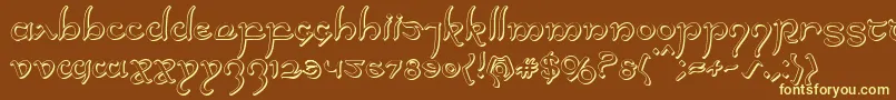 Halfelven3D-fontti – keltaiset fontit ruskealla taustalla