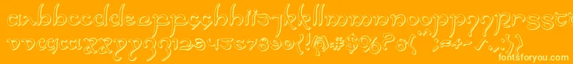 Halfelven3D-Schriftart – Gelbe Schriften auf orangefarbenem Hintergrund