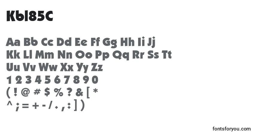 Schriftart Kbl85C – Alphabet, Zahlen, spezielle Symbole