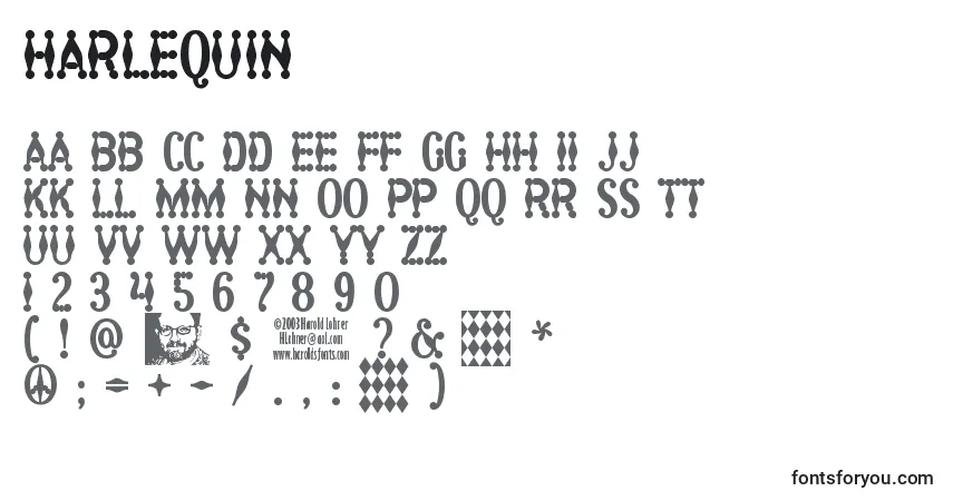 A fonte Harlequin – alfabeto, números, caracteres especiais