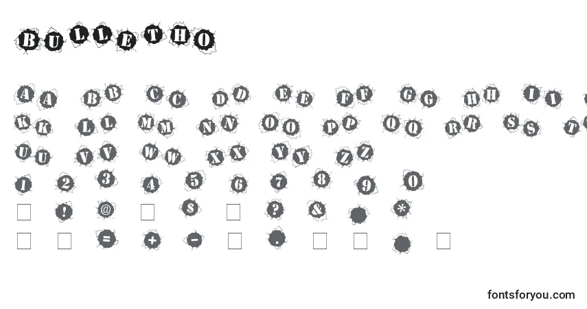 Czcionka Bulletho – alfabet, cyfry, specjalne znaki