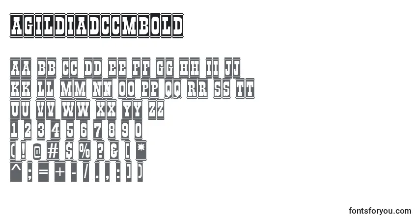 Czcionka AGildiadccmBold – alfabet, cyfry, specjalne znaki