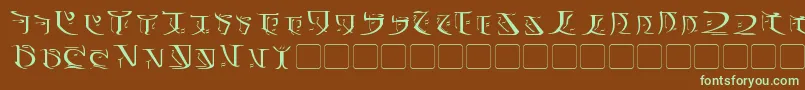 フォントFalmer – 緑色の文字が茶色の背景にあります。