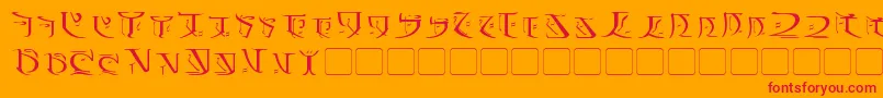 Falmer-Schriftart – Rote Schriften auf orangefarbenem Hintergrund