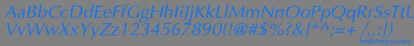 フォントOptimalcItalic – 灰色の背景に青い文字