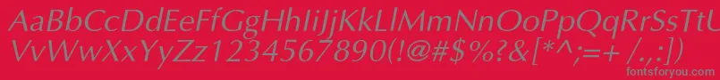 OptimalcItalic-Schriftart – Graue Schriften auf rotem Hintergrund