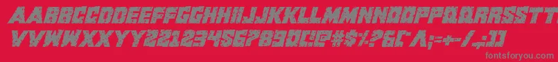 Kcommandorid2ital-Schriftart – Graue Schriften auf rotem Hintergrund