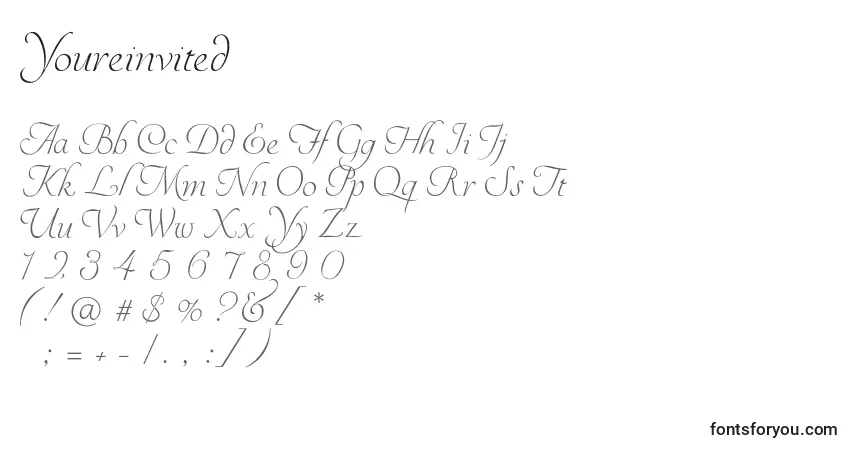 Czcionka Youreinvited – alfabet, cyfry, specjalne znaki