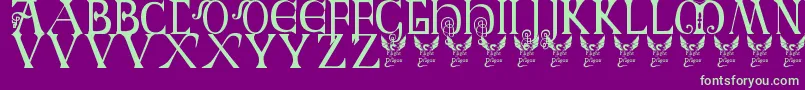 BritishBlockFlourish10thC Font – Green Fonts on Purple Background