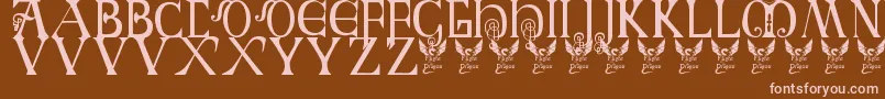 Fonte BritishBlockFlourish10thC – fontes rosa em um fundo marrom