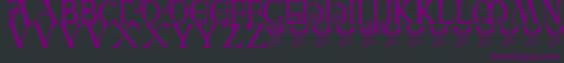 BritishBlockFlourish10thC Font – Purple Fonts on Black Background