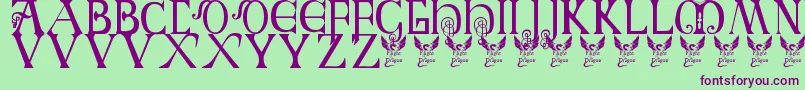 BritishBlockFlourish10thC Font – Purple Fonts on Green Background
