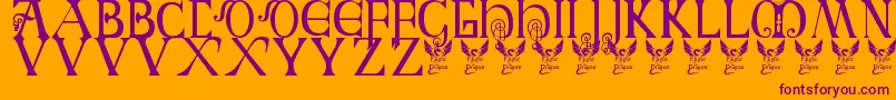 BritishBlockFlourish10thC Font – Purple Fonts on Orange Background