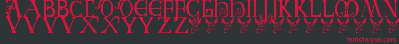 BritishBlockFlourish10thC Font – Red Fonts on Black Background