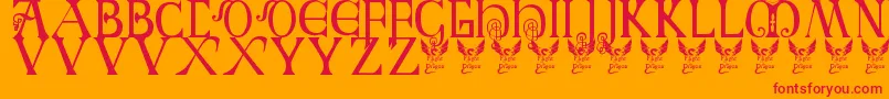 BritishBlockFlourish10thC Font – Red Fonts on Orange Background
