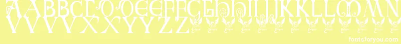 BritishBlockFlourish10thC Font – White Fonts on Yellow Background