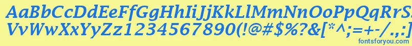 LucidaFaxDemiboldItalic Font – Blue Fonts on Yellow Background