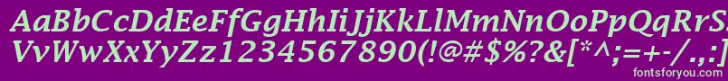 フォントLucidaFaxDemiboldItalic – 紫の背景に緑のフォント