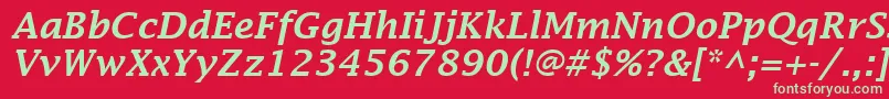 LucidaFaxDemiboldItalic Font – Green Fonts on Red Background