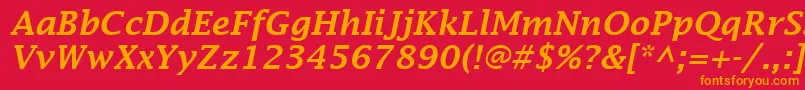 フォントLucidaFaxDemiboldItalic – 赤い背景にオレンジの文字