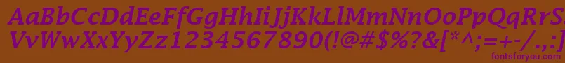 LucidaFaxDemiboldItalic Font – Purple Fonts on Brown Background