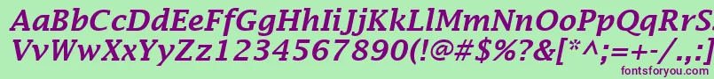 LucidaFaxDemiboldItalic Font – Purple Fonts on Green Background