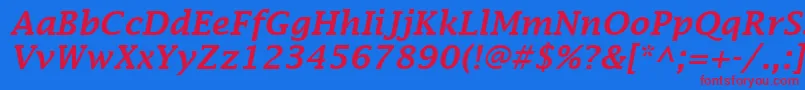 LucidaFaxDemiboldItalic Font – Red Fonts on Blue Background