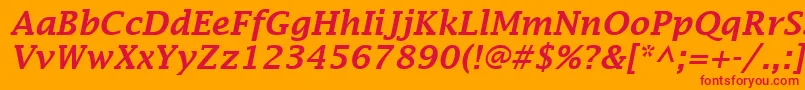 LucidaFaxDemiboldItalic Font – Red Fonts on Orange Background