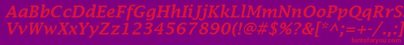 LucidaFaxDemiboldItalic Font – Red Fonts on Purple Background