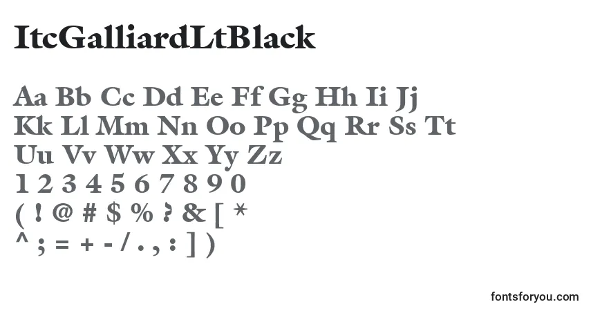A fonte ItcGalliardLtBlack – alfabeto, números, caracteres especiais