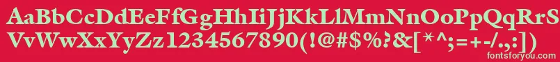 フォントItcGalliardLtBlack – 赤い背景に緑の文字