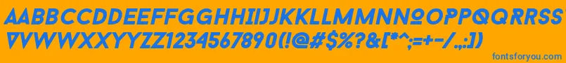 BaronNeueBlackItalic Font – Blue Fonts on Orange Background