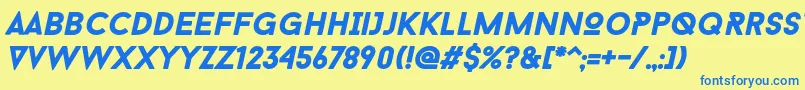 BaronNeueBlackItalic Font – Blue Fonts on Yellow Background