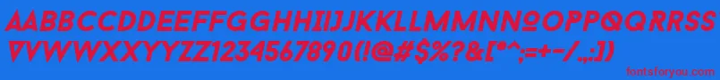 BaronNeueBlackItalic Font – Red Fonts on Blue Background