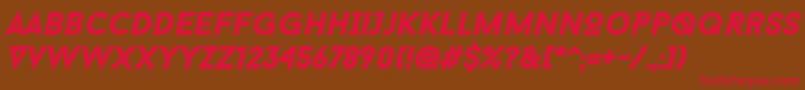 Czcionka BaronNeueBlackItalic – czerwone czcionki na brązowym tle